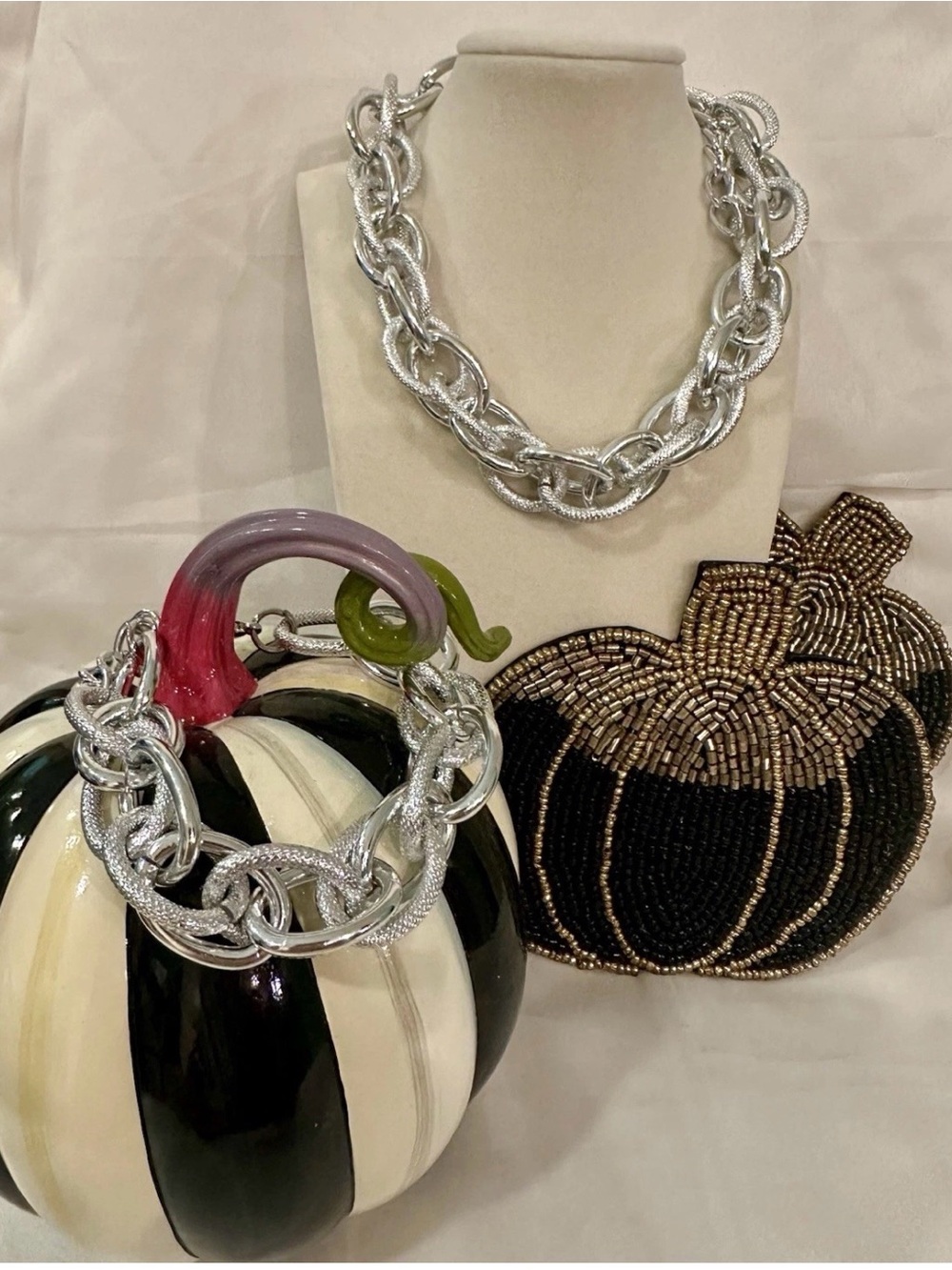 Silver Chunky Link Necklace & Bracelet Set - Women's Fashion Jewelry